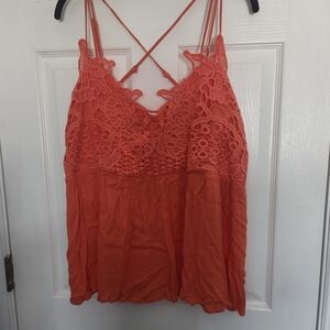 Elegant Coral Lace Women's Top